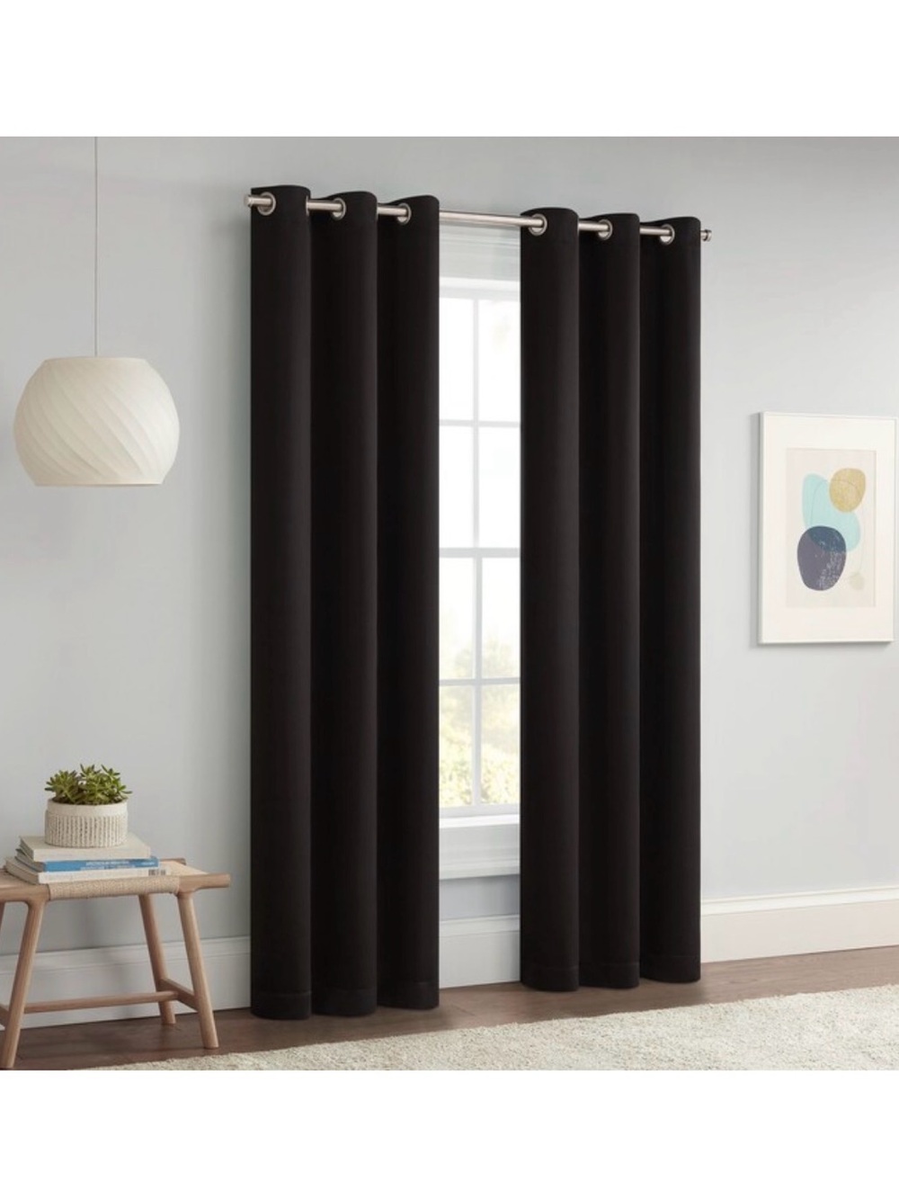 Eclipse Black Blackout Window Panel Curtains - 2 Panels